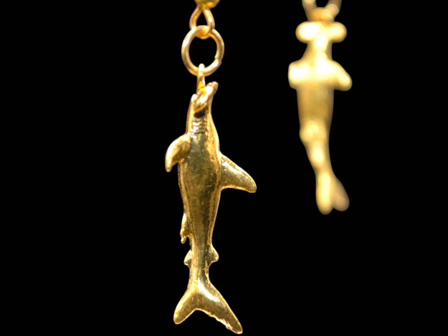 Shark Hammerhead Gold Earrings