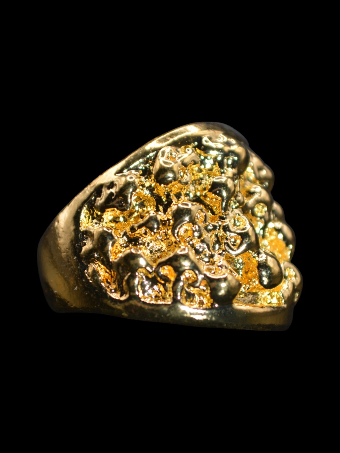Black Bubbles - Gold Ring