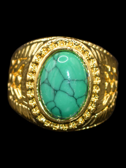 Lizard Eye - Green  Stone Gold Ring