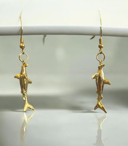 Shark Hammerhead Gold Earrings