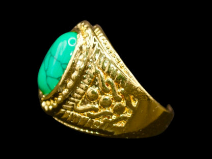 Lizard Eye - Green  Stone Gold Ring