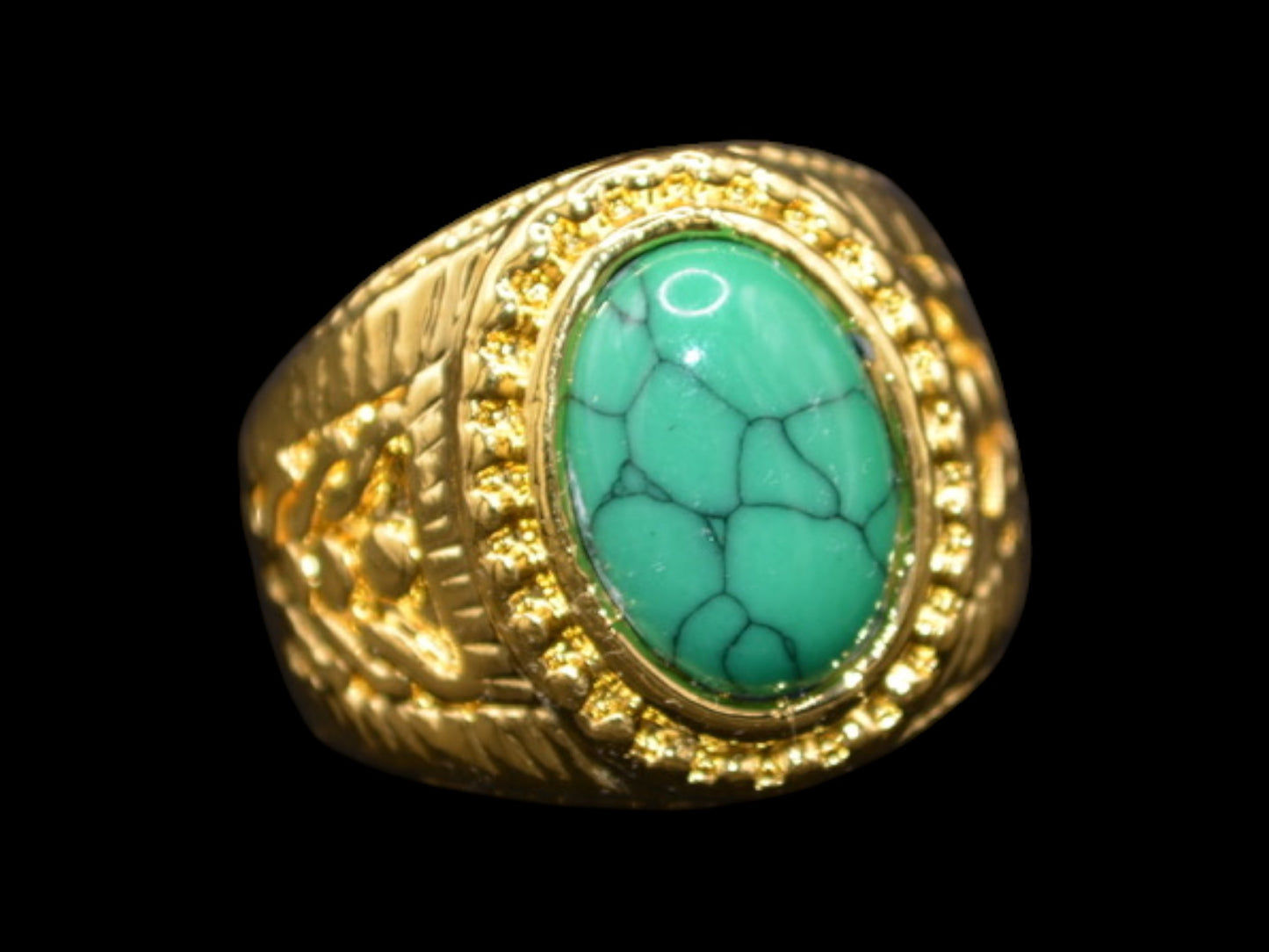 Lizard Eye - Green  Stone Gold Ring