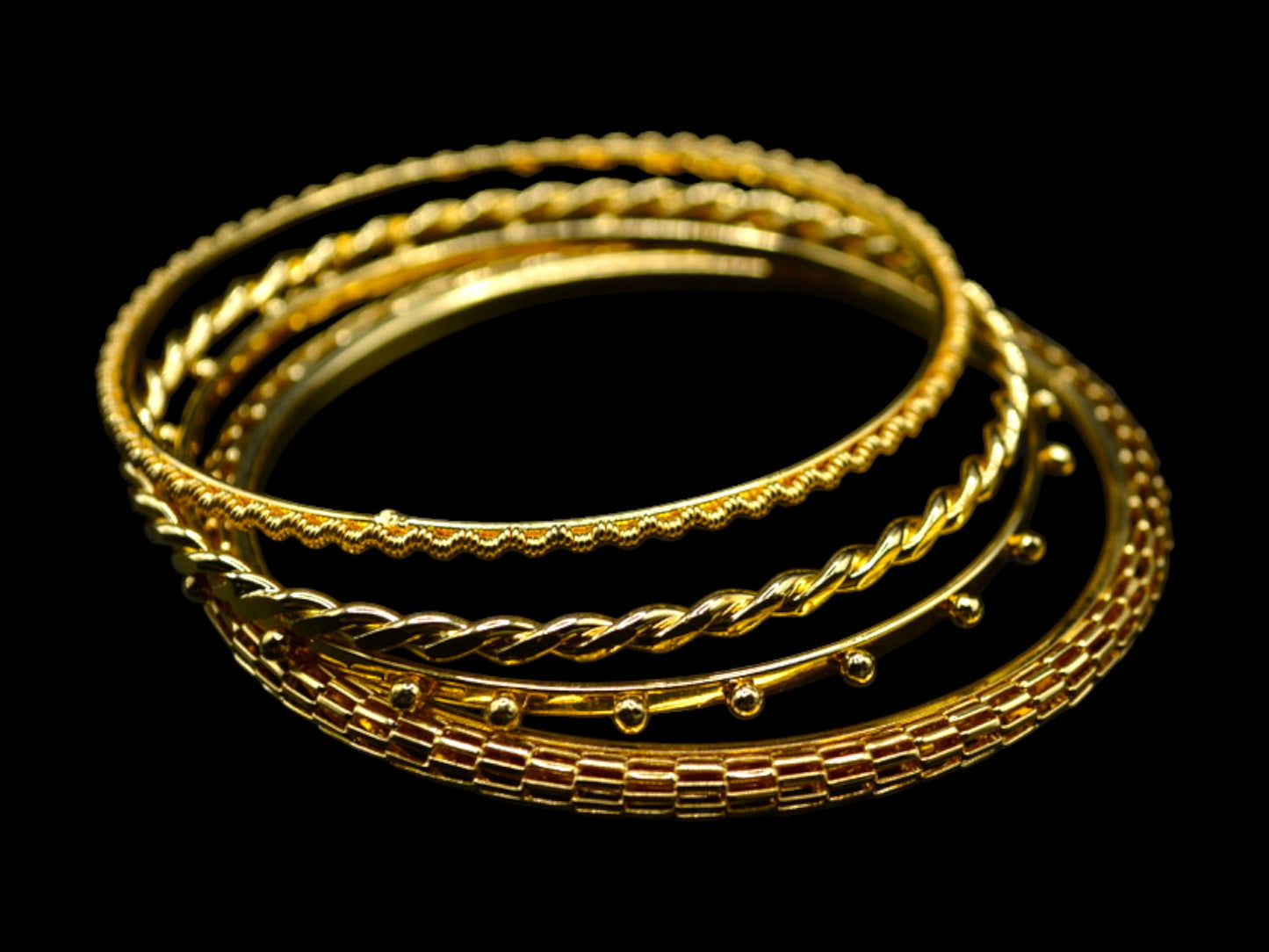 Golden Spirals Four Bracelets