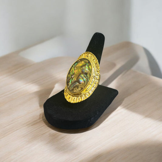 Iridescent Stone Gold Ring